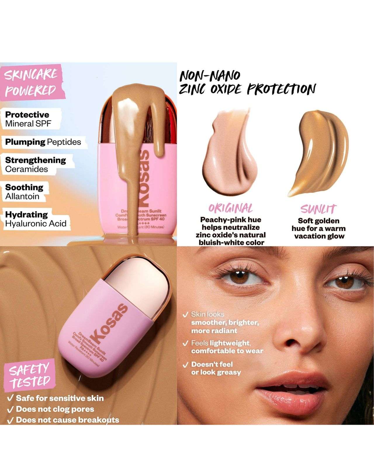 Kosas DreamBeam Sunlit Silicone-Free Mineral Sunscreen SPF 40