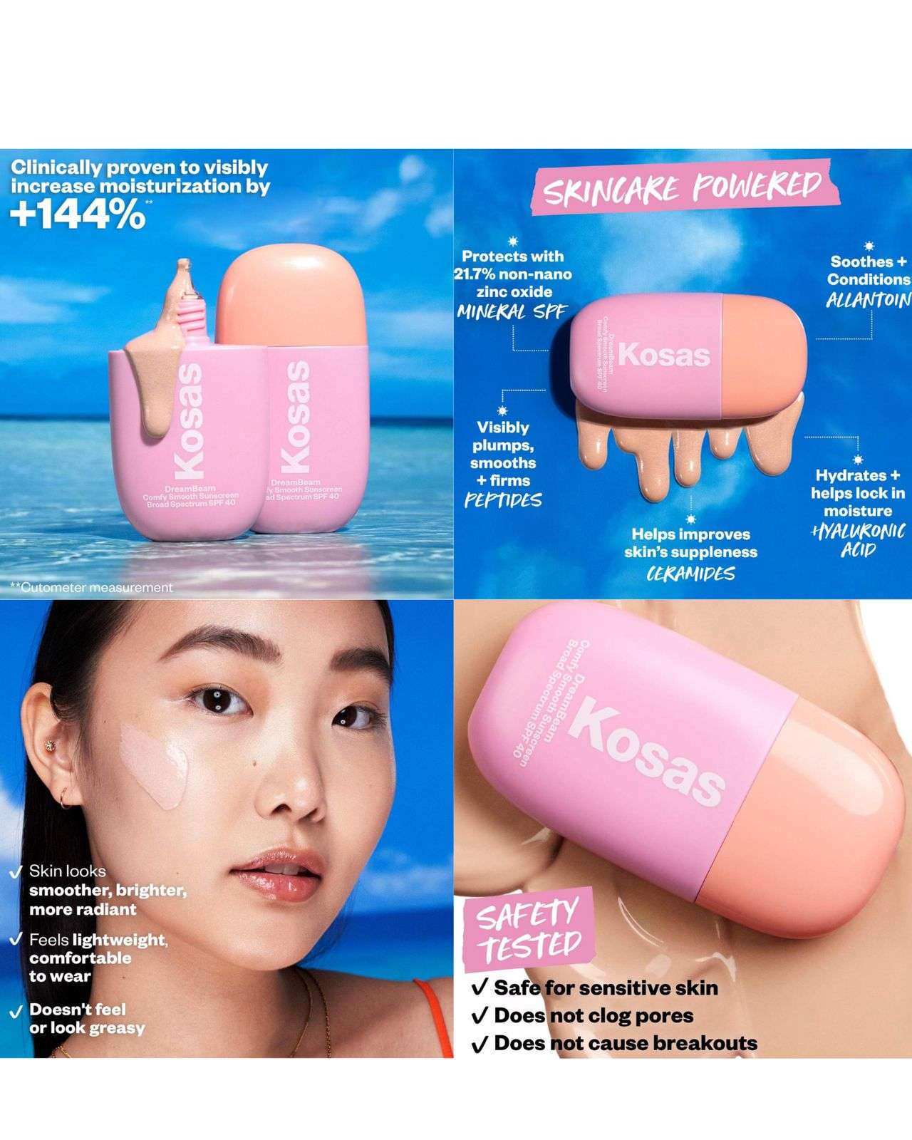 Kosas DreamBeam Silicone-Free Mineral Sunscreen SPF 40