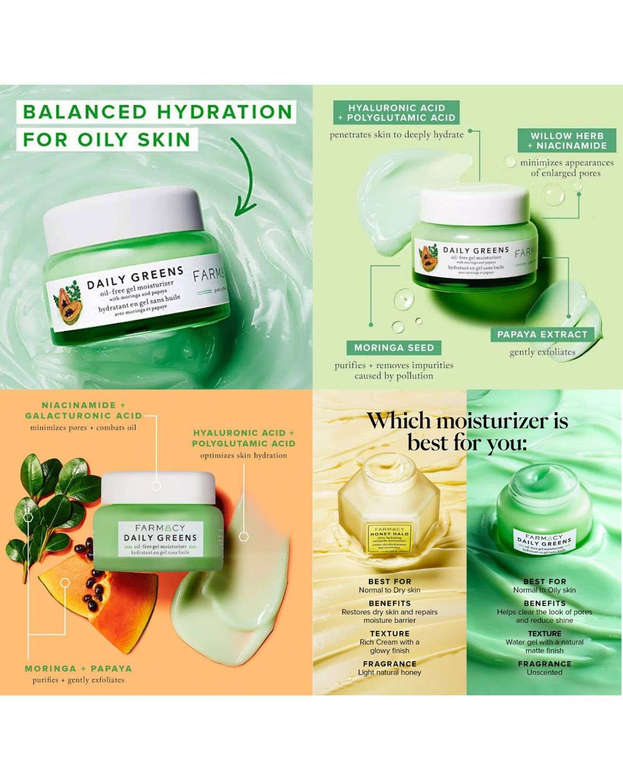 Farmacy Daily Greens Oil-Free Gel Moisturizer with Moringa and Papaya