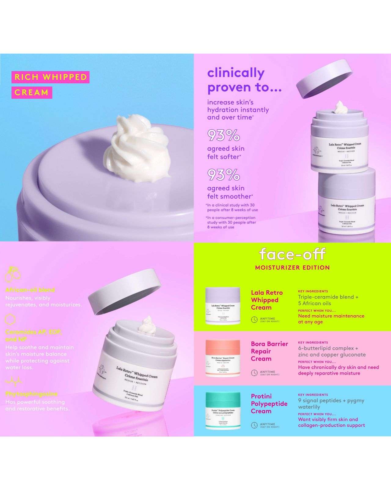 Drunk Elephant Lala Retro Nourishing Whipped Refillable Moisturizer-50grms