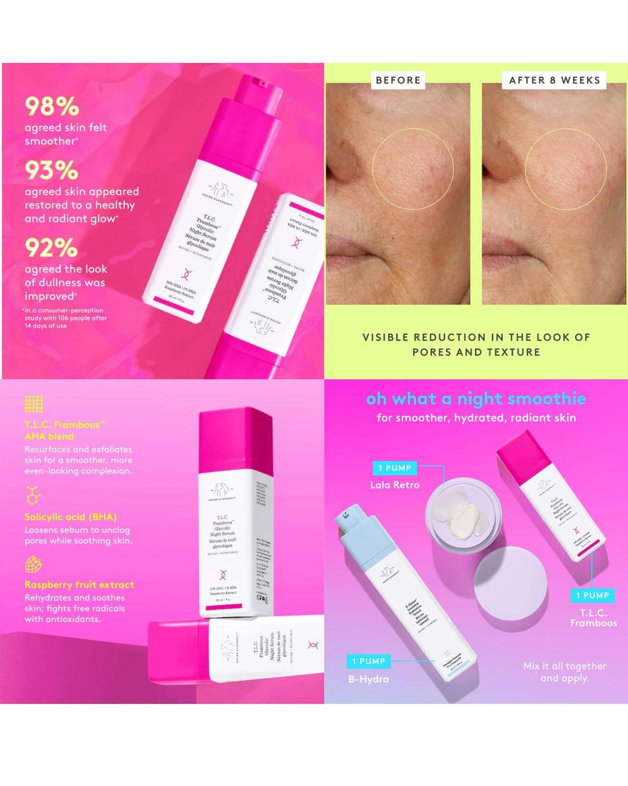 Drunk Elephant T.L.C. Framboos Glycolic Resurfacing Night Serum