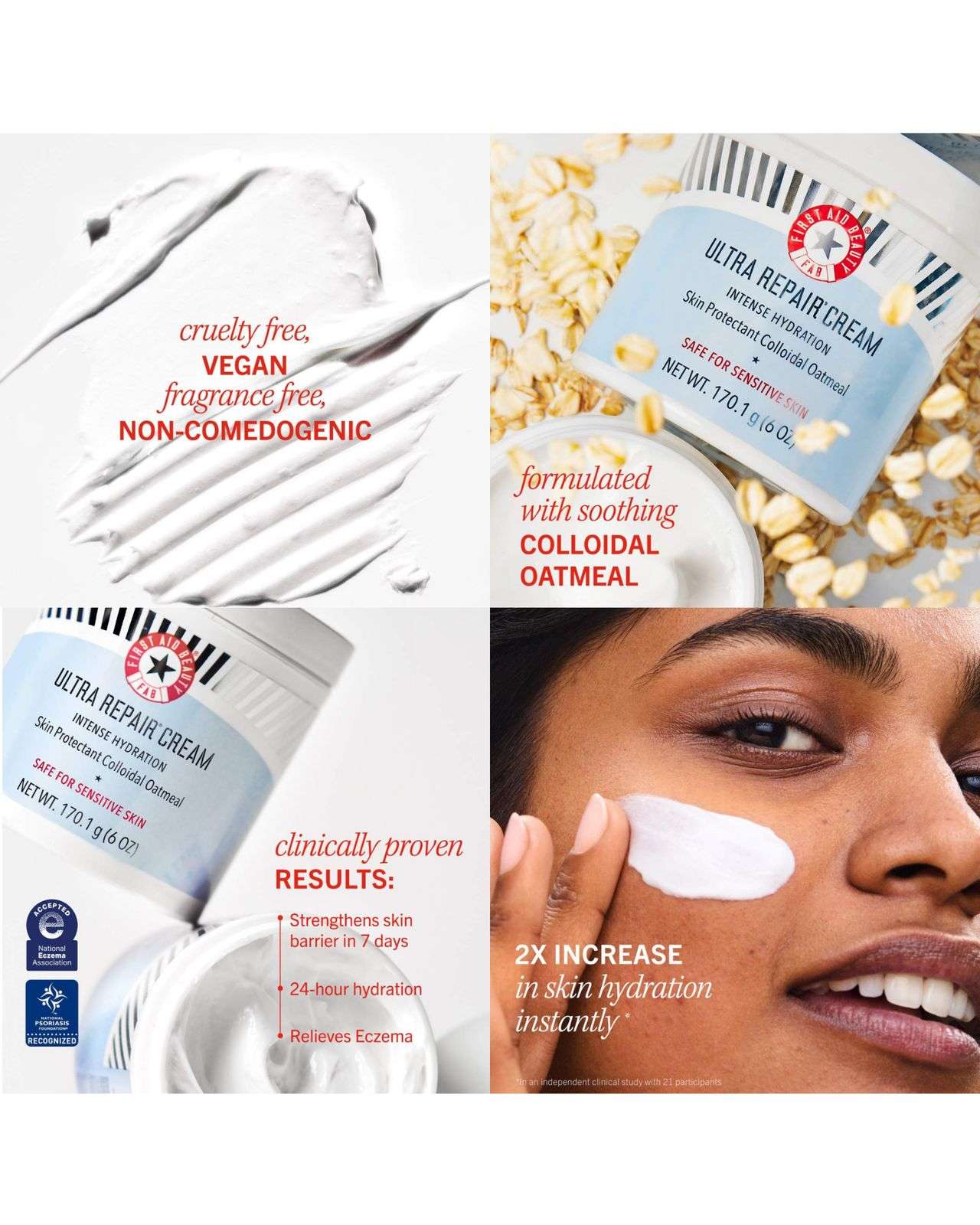 First Aid Beauty Ultra Repair Cream Intense Hydration Moisturizer for Skin Repair