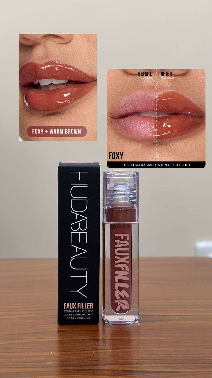 Huda Beauty Faux Filter Shiny Non-Sticky Lip Gloss