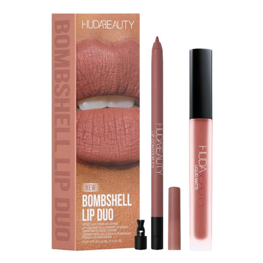 Huda Beauty Bombshell Lip Liner and Liquid Lipstick Set
