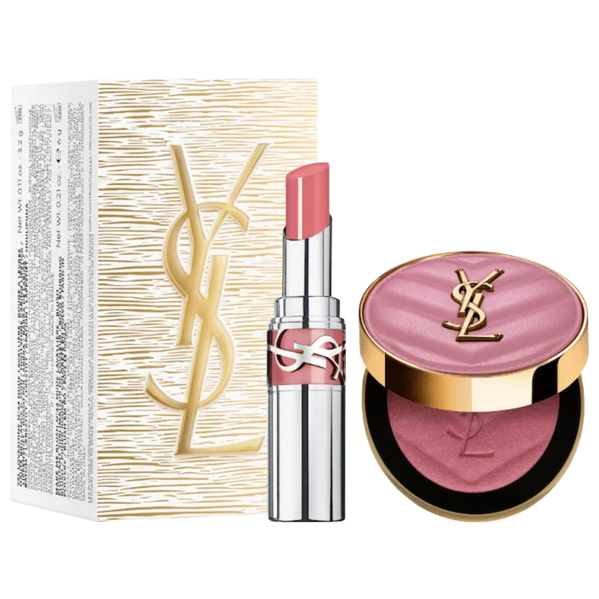 Yves Saint Laurent Iconic Pink Make Me Blush & Loveshine Lip Oil Stick Set