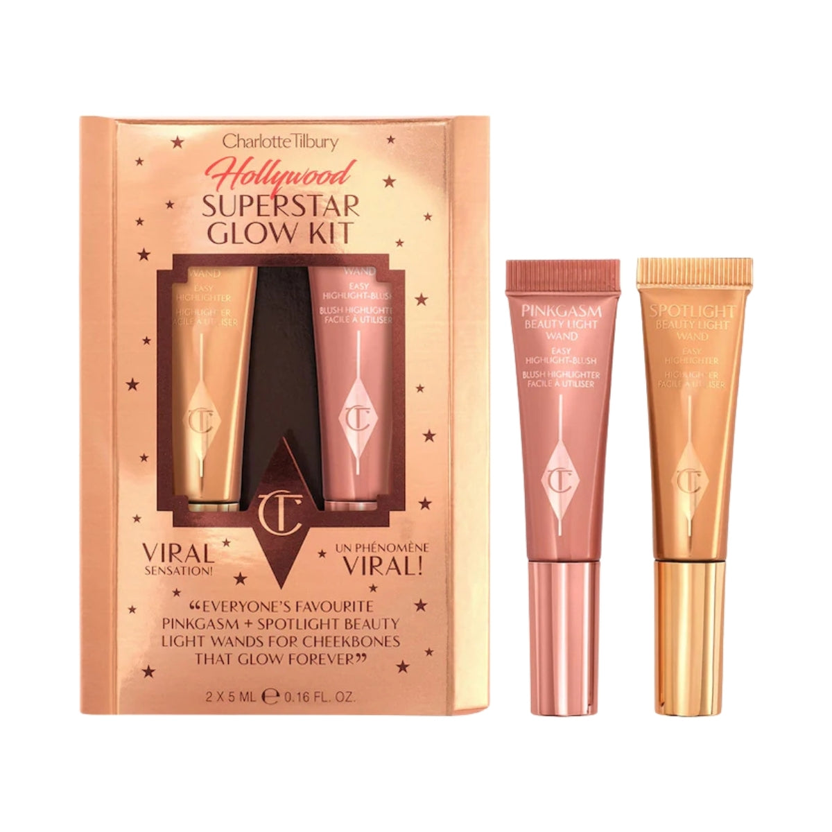 Charlotte Tilbury Mini Hollywood Superstar Beauty Highlighter Wand Duo Gift Set